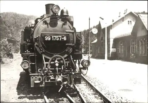 Ak Schmalspurbahn, Lokomotive 99 1757-6, Bahnhof Oybin