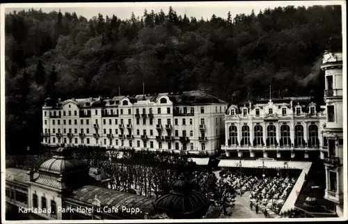 Ak Karlovy Vary Karlsbad Stadt, Park Hotel, Cafe Pupp