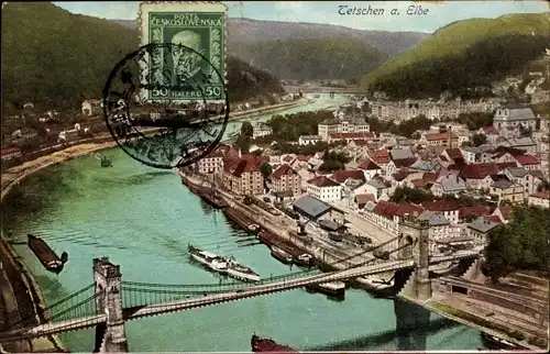 Ak Děčín Tetschen an der Elbe Region Aussig, Ortsansicht