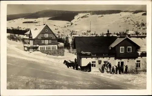 Ak Deštné v Orlických horách Deschnei im Adlergebirge Reg. Königgrätz, Winteransicht