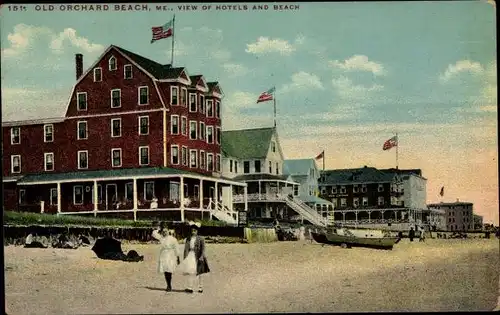 Ak Old Orchard Beach Maine USA, Blick auf Hotels und Strand