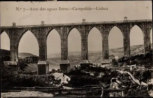 Ak Lisboa Lissabon Portugal, Arco das aguas livres, Campolide, Viadukt