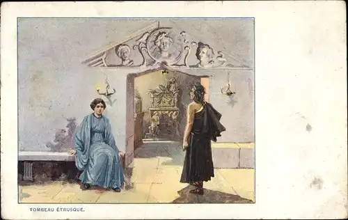 Künstler Ak Etruskisches Grab