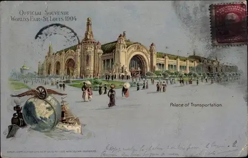 Litho Saint Louis Missouri USA, Weltausstellung, Palace of Transportation