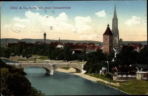 Ak Ulm an der Donau, Panorama, Neue Donaubrücke