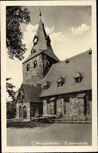 Ak Wernigerode am Harz, St. Johanniskirche, Turmuhr