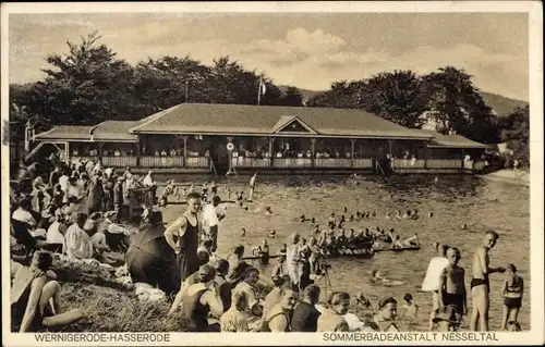 Ak Hasserode Wernigerode am Harz, Sommerbadeanstalt Nesseltal