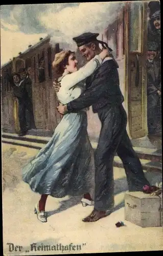 Ak Der Heimathafen, Kaiserlicher Marine Soldat kehrt zurück