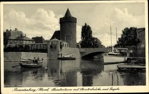 Ak Brandenburg an der Havel, Steintorturm, Steintorbrücke, Pergola