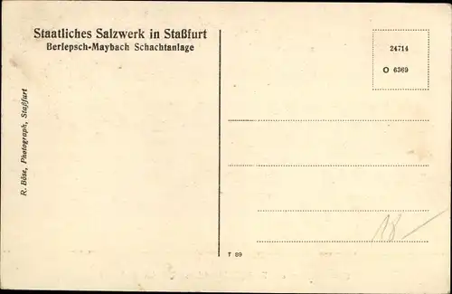 Ak Staatliches Salzwerk Staßfurt, Berlepsch Maybach Schachtanlage, Schachtfüllort