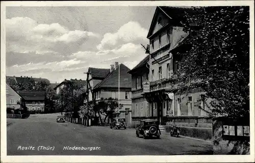 Ak Rositz im Altenburger Land Thüringen, Hinndenburgstraße, Hotel