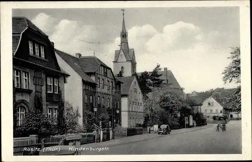 Ak Rositz Thüringen, Hindenburgstraße, Kirche