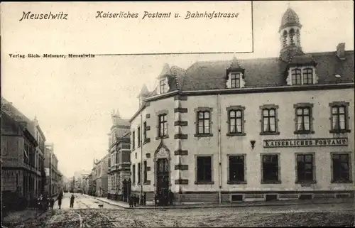 Ak Meuselwitz in Thüringen, Kaiserliches Postamt, Bahnhofstraße