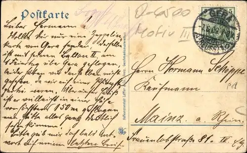 Ak Gera in Thüringen, Gesamtansicht, Zeppelin