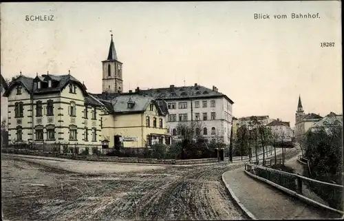 Ak Schleiz im Vogtland Thüringen, Bahnhof, Restaurant Vereinsgarten