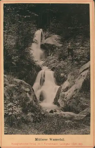 Kabinett Foto Kamienna Góra Landeshut Riesengebirge Schlesien, Mittlerer Wasserfall