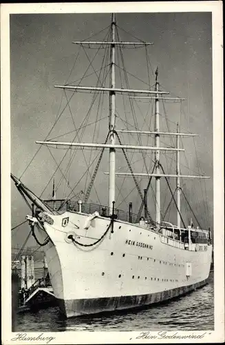 Ak Hamburg, Hein Godenwind, Dreimastbark im Hafen, schwimmende Jugendherberge