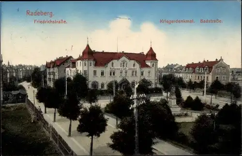 Ak Radeberg in Sachsen, Kriegerdenkmal, Badstraße