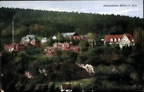 Ak Milbitz Gera Thüringen, Heilanstalten, Wald