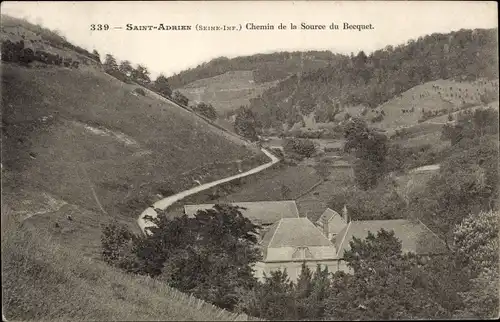 Ak Saint Adrien Seine Maritime, Chemin de la Source du Becquet