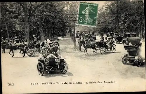 Ak Paris XVI, Bois de Boulogne, L'Allee des Acacias