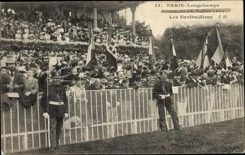Ak Paris XVI Passy, Longchamps, Rezension vom 14. Juli 1907, Les Garibaldiens