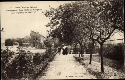 Ak Paris XII Reuilly, Spaziergang im Garten