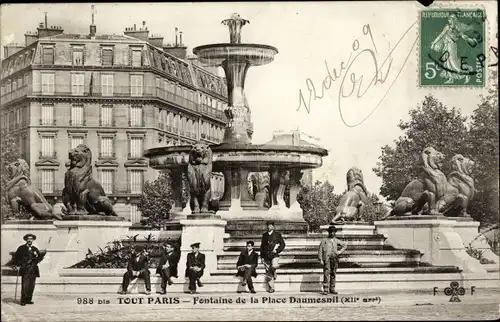 Ak Paris XII Bois de Vincennes, Place Daumesnil, Brunnen
