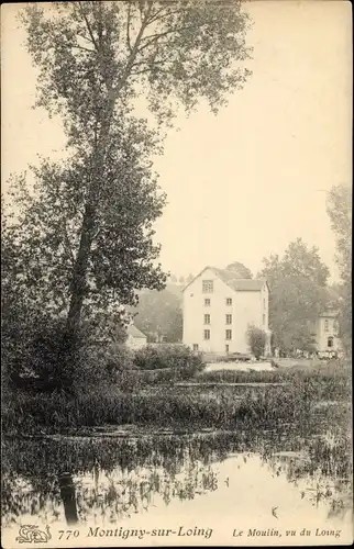 Ak Montigny sur Loing Seine et Marne, Mühle, Fluss