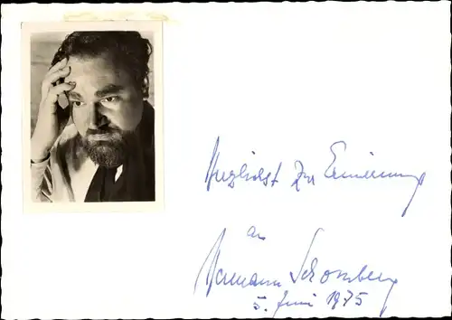 Autogrammkarte Schauspieler Hermann Schomberg, Portrait, Autogramm