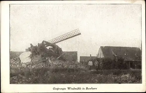 Ak Becelaere Zonnebeke Zonnebecke Westflandern, Gesprengte Windmühle