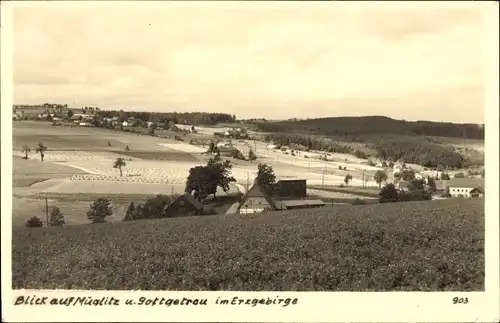 Foto Ak Gottgetreu Geising Altenberg Erzgebirge, Panorama mit Müglitz