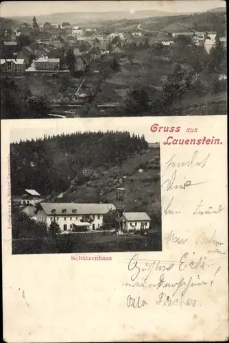 Ak Lauenstein Altenberg im Erzgebirge, Totale, Schützenhaus