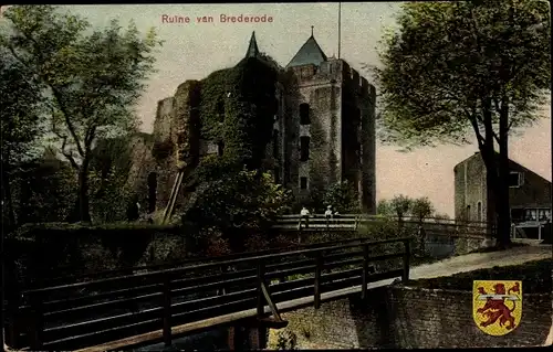 Ak Santpoort Nordholland Niederlande, Schlossruine Brederode, Wappen