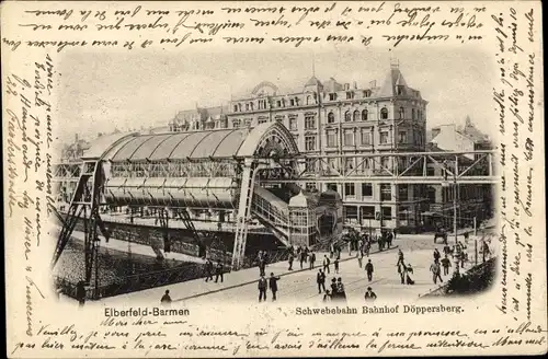 Ak Elberfeld Barmen Wuppertal, Schwebebahn Bahnhof Döppersberg