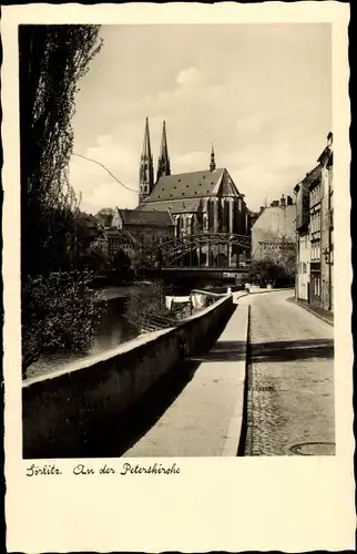 Ak Görlitz in der Lausitz, Peterskirche, Brückenpartie