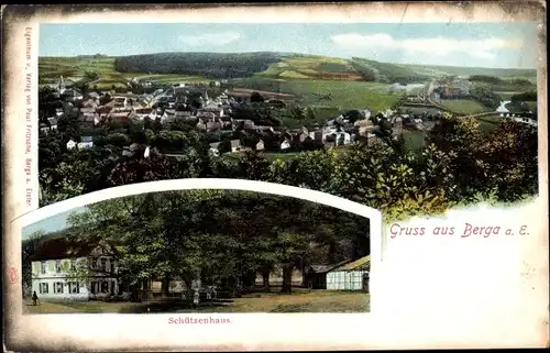 Ak Berga an der Elster, Panorama, Schützenhaus