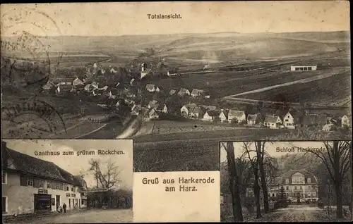 Ak Harkerode Arnstein im Südharz, Gasthaus zum grünen Röckchen, Schloss Harkerode