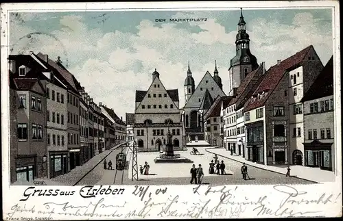 Litho Lutherstadt Eisleben, Marktplatz