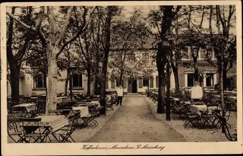 Ak Merseburg an der Saale, Kaffeehaus Meuschau, Gartenterrasse