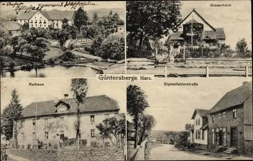 Ak Güntersberge Harzgerode am Harz, Kinderheim, Rathaus, Siptenfelderstraße