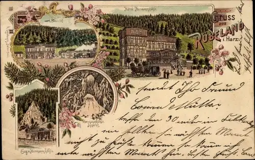 Litho Rübeland Oberharz am Brocken, Hotel Hermannshöhle, Bahnhof