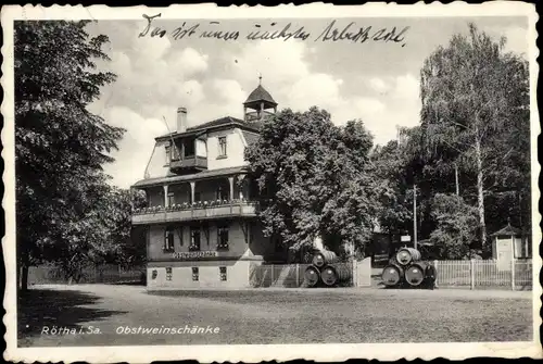 Ak Rötha in Sachsen, Obstweinschänke, Fässer