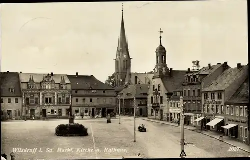 Ak Wilsdruff in Sachsen, Markt, Kirche und Rathaus