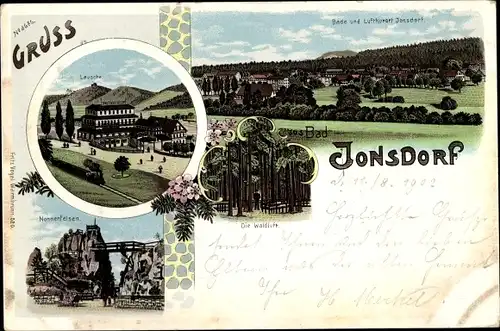 Litho Jonsdorf in Sachsen, Lausche, Nonnenfelsen, Panorama