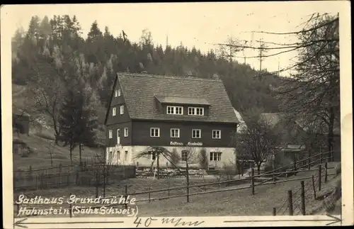 Ak Hohnstein Sächsische Schweiz, Gasthaus Grundmühle