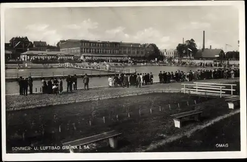 Ak Grüna Chemnitz Sachsen, Sommerbad, Luftbad