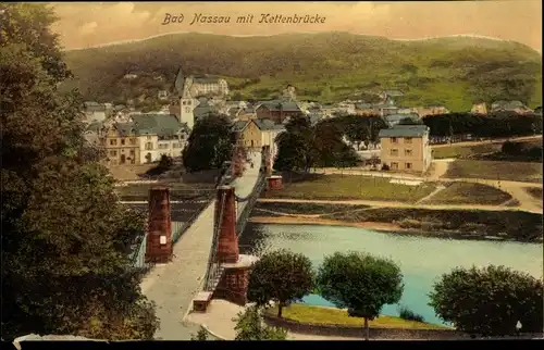 Ak Bad Nassau an der Lahn, Kettenbrücke