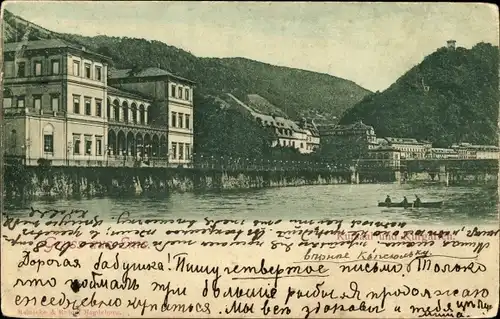 Ak Bad Ems an der Lahn, Kursaal, Kurgarten, Boot