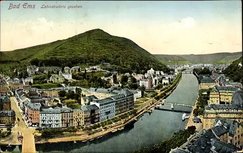 Ak Bad Ems an der Lahn, Gesamtansicht, Brücke